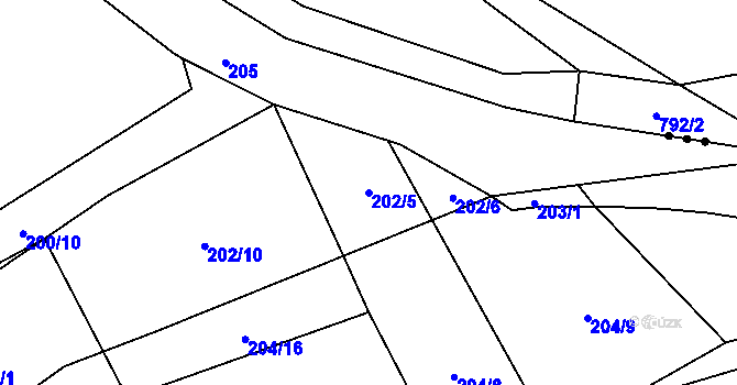 Parcela st. 202/5 v KÚ Biskoupky na Moravě, Katastrální mapa