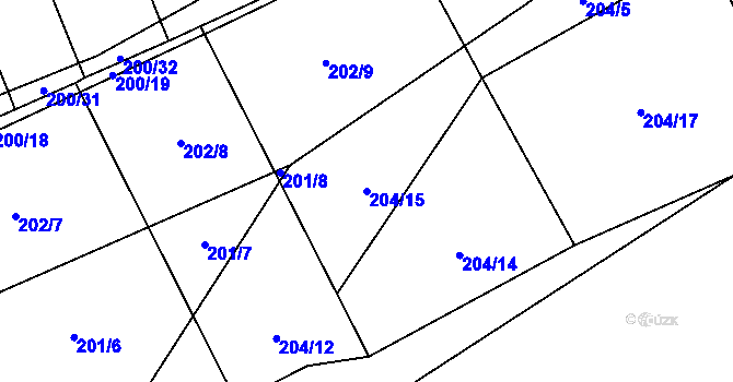 Parcela st. 204/15 v KÚ Biskoupky na Moravě, Katastrální mapa