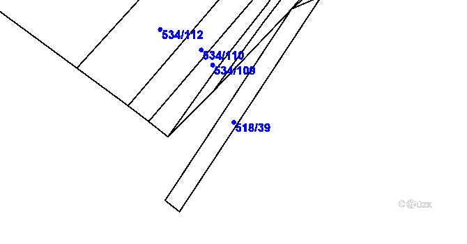 Parcela st. 518/39 v KÚ Biskoupky na Moravě, Katastrální mapa