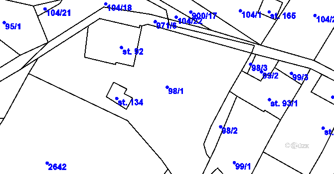 Parcela st. 98/1 v KÚ Biskupice u Jevíčka, Katastrální mapa