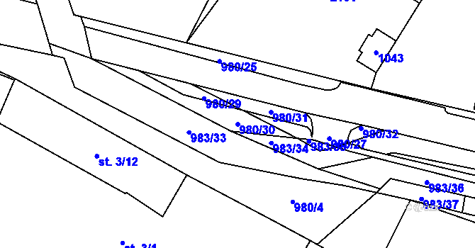 Parcela st. 980/30 v KÚ Biskupice u Jevíčka, Katastrální mapa