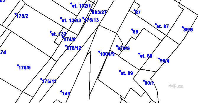 Parcela st. 1004/9 v KÚ Biskupice u Jevíčka, Katastrální mapa
