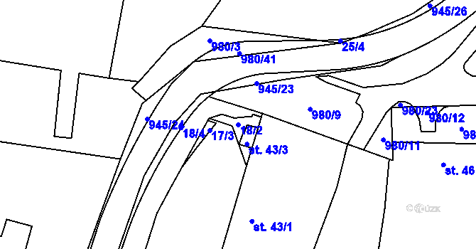 Parcela st. 18/2 v KÚ Biskupice u Jevíčka, Katastrální mapa