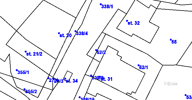 Parcela st. 52/2 v KÚ Zálesí u Jevíčka, Katastrální mapa