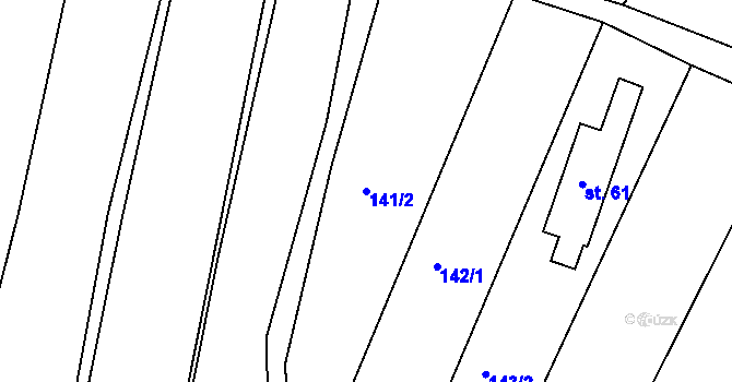 Parcela st. 141/2 v KÚ Zálesí u Jevíčka, Katastrální mapa