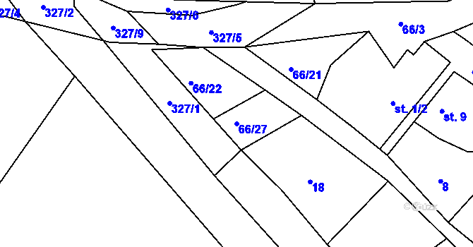 Parcela st. 66/27 v KÚ Zálesí u Jevíčka, Katastrální mapa