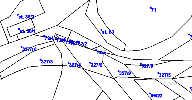 Parcela st. 72/5 v KÚ Zálesí u Jevíčka, Katastrální mapa