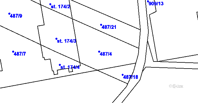 Parcela st. 487/4 v KÚ Biskupice u Hrotovic, Katastrální mapa