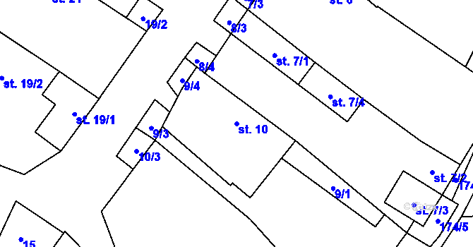 Parcela st. 10 v KÚ Pulkov, Katastrální mapa