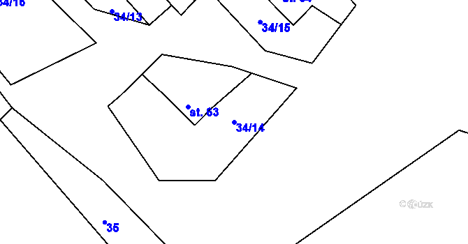 Parcela st. 34/14 v KÚ Pulkov, Katastrální mapa