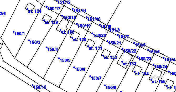 Parcela st. 131 v KÚ Dalešice u Bakova nad Jizerou, Katastrální mapa