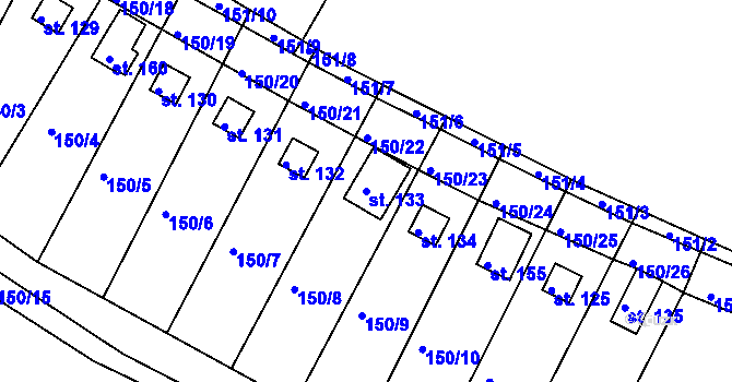 Parcela st. 133 v KÚ Dalešice u Bakova nad Jizerou, Katastrální mapa