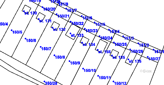 Parcela st. 134 v KÚ Dalešice u Bakova nad Jizerou, Katastrální mapa