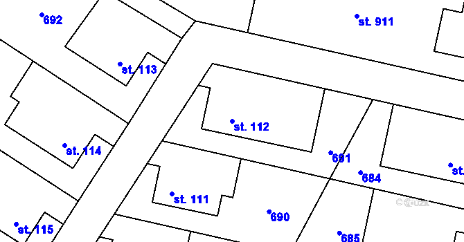 Parcela st. 112 v KÚ Bítov, Katastrální mapa
