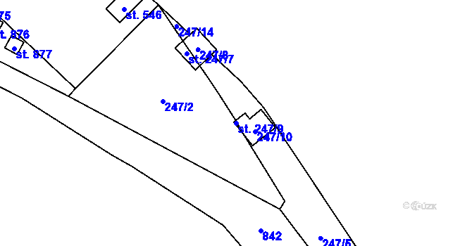 Parcela st. 247/9 v KÚ Bítov, Katastrální mapa