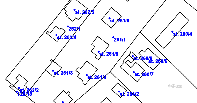 Parcela st. 261/5 v KÚ Bítov, Katastrální mapa