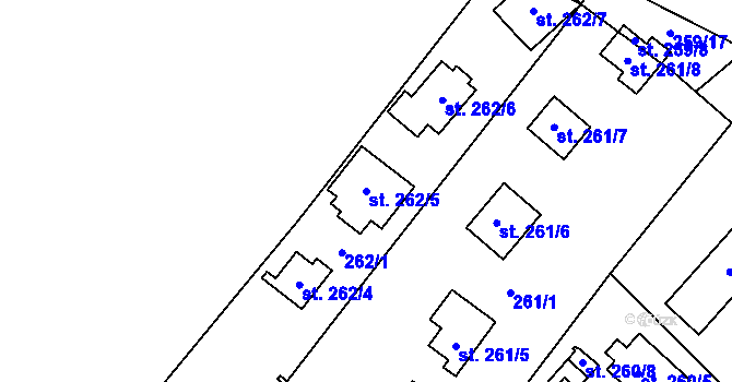 Parcela st. 262/5 v KÚ Bítov, Katastrální mapa
