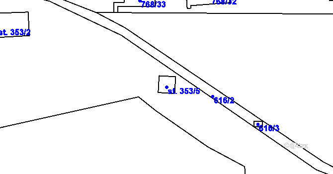 Parcela st. 353/5 v KÚ Bítov, Katastrální mapa