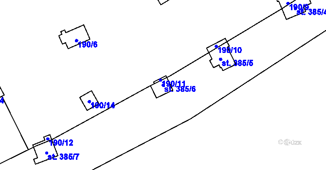 Parcela st. 385/6 v KÚ Bítov, Katastrální mapa