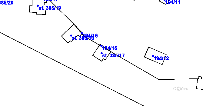 Parcela st. 385/17 v KÚ Bítov, Katastrální mapa