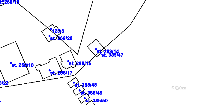 Parcela st. 385/47 v KÚ Bítov, Katastrální mapa