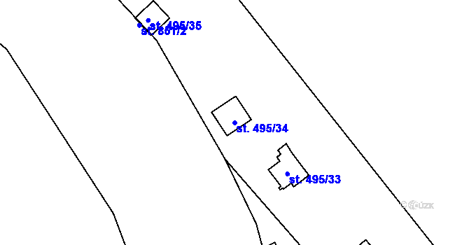 Parcela st. 495/34 v KÚ Bítov, Katastrální mapa