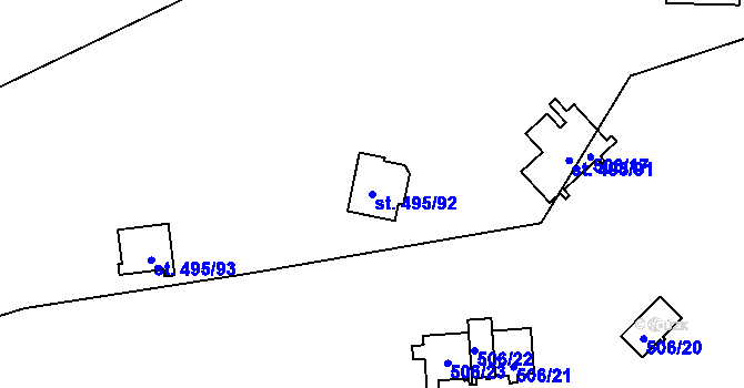 Parcela st. 495/92 v KÚ Bítov, Katastrální mapa