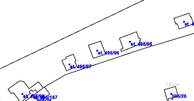 Parcela st. 495/96 v KÚ Bítov, Katastrální mapa