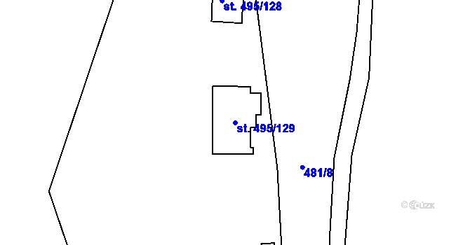 Parcela st. 495/129 v KÚ Bítov, Katastrální mapa