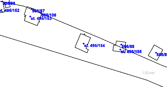 Parcela st. 495/154 v KÚ Bítov, Katastrální mapa