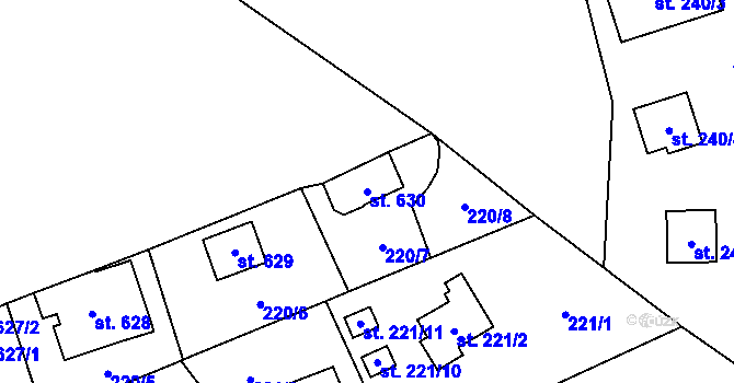 Parcela st. 630 v KÚ Bítov, Katastrální mapa
