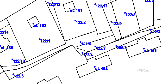Parcela st. 122/5 v KÚ Bítov, Katastrální mapa