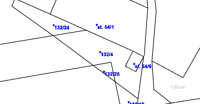 Parcela st. 132/4 v KÚ Bítov, Katastrální mapa