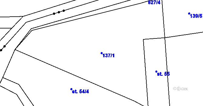 Parcela st. 137/1 v KÚ Bítov, Katastrální mapa