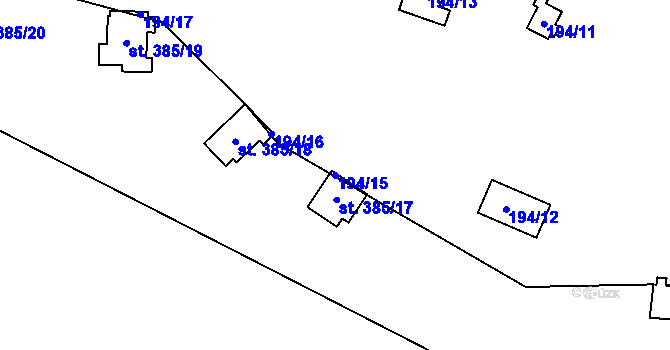 Parcela st. 194/15 v KÚ Bítov, Katastrální mapa