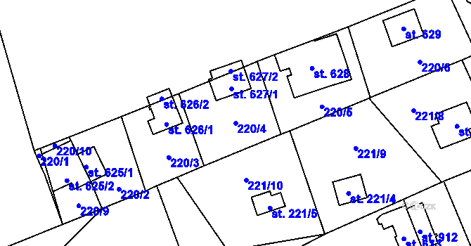 Parcela st. 220/4 v KÚ Bítov, Katastrální mapa