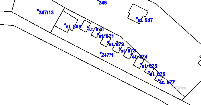 Parcela st. 247/1 v KÚ Bítov, Katastrální mapa