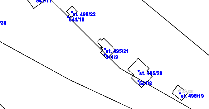 Parcela st. 541/9 v KÚ Bítov, Katastrální mapa