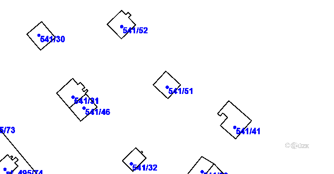 Parcela st. 541/51 v KÚ Bítov, Katastrální mapa