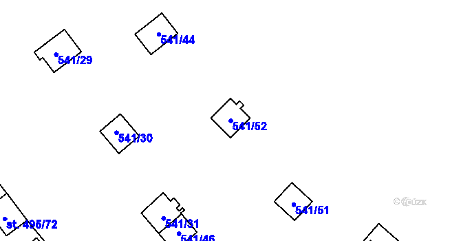 Parcela st. 541/52 v KÚ Bítov, Katastrální mapa