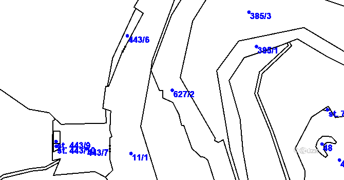 Parcela st. 627/2 v KÚ Bítov, Katastrální mapa