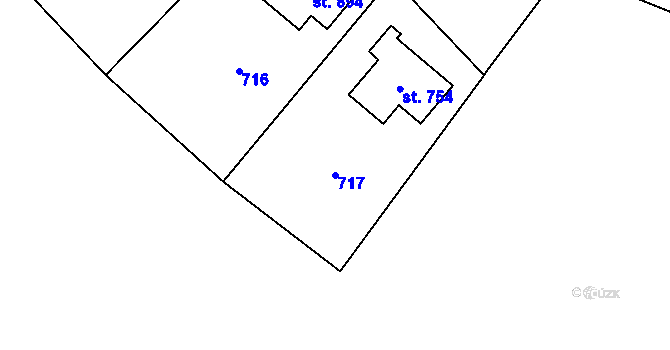 Parcela st. 717 v KÚ Bítov, Katastrální mapa