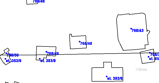 Parcela st. 768/48 v KÚ Bítov, Katastrální mapa