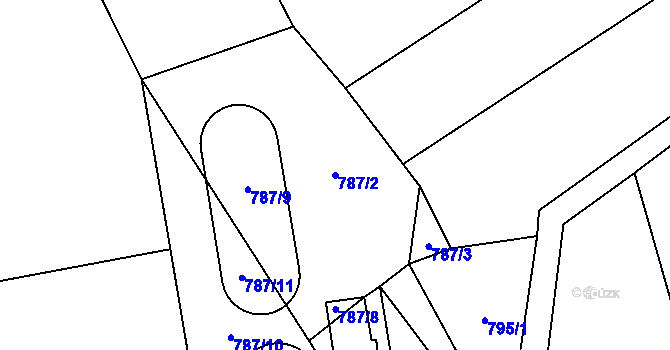 Parcela st. 787/2 v KÚ Bítov, Katastrální mapa
