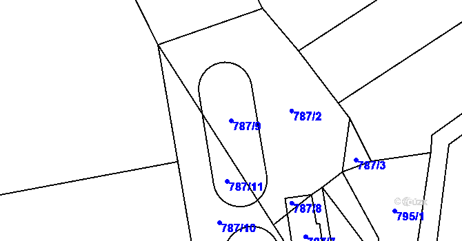 Parcela st. 787/9 v KÚ Bítov, Katastrální mapa