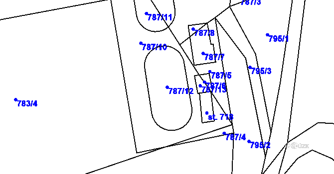 Parcela st. 787/12 v KÚ Bítov, Katastrální mapa