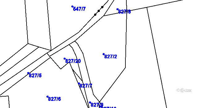 Parcela st. 827/2 v KÚ Bítov, Katastrální mapa