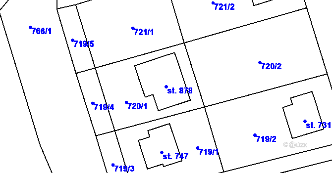 Parcela st. 878 v KÚ Bítov, Katastrální mapa