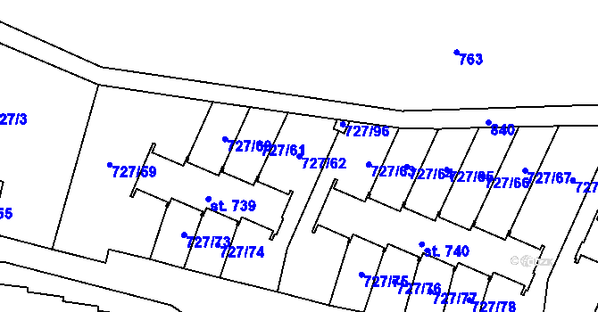Parcela st. 727/62 v KÚ Bítov, Katastrální mapa
