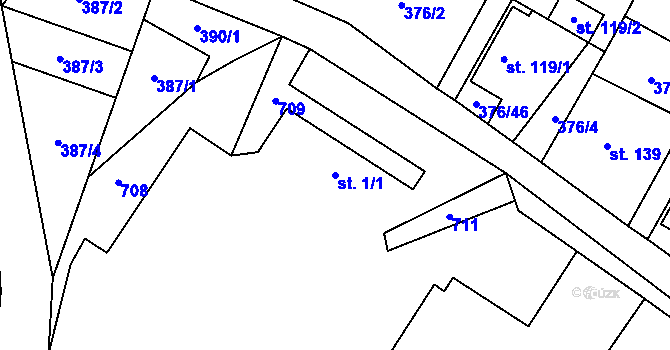 Parcela st. 1/1 v KÚ Bítov u Bílovce, Katastrální mapa
